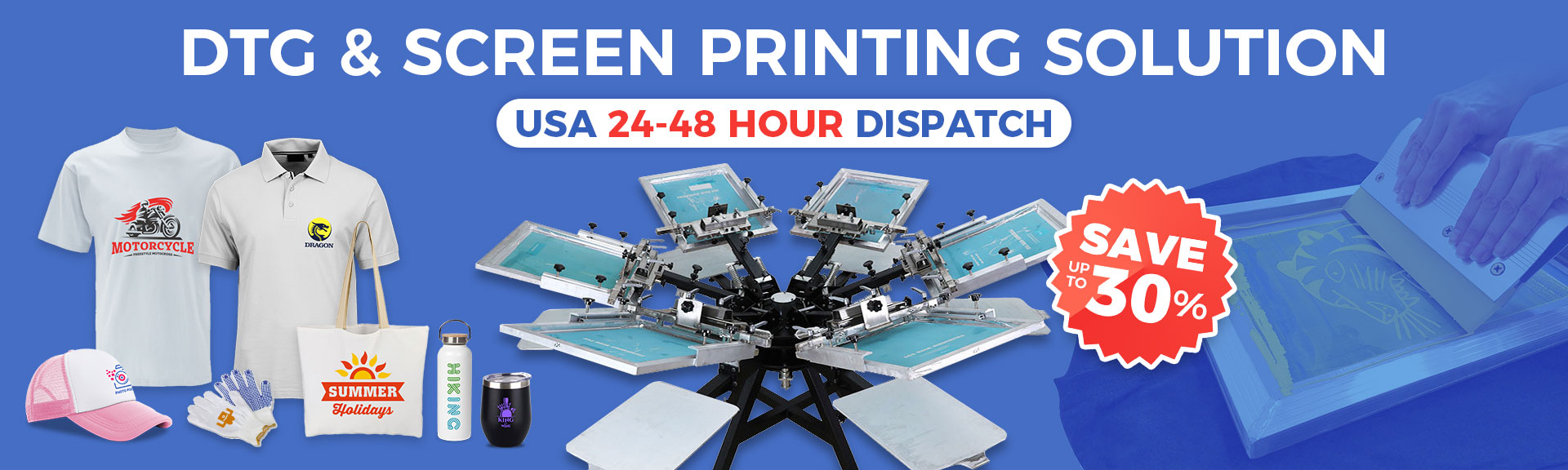 Stock now, pre-holiday sale on screen printing hot