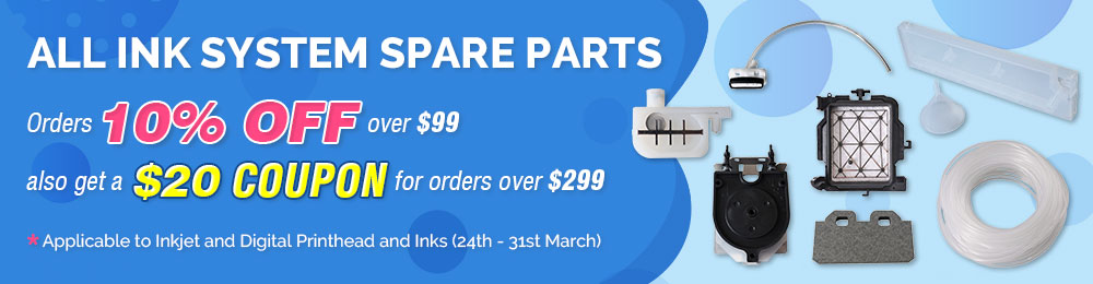 All Ink System Spare Parts orders 10% off over $99