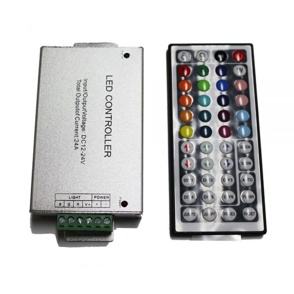 12V-24V IR Remote Controller For RGB LED Strip Lights – 24A 44-Key Dimmer For 5050, 3528 SMD Strips