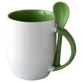 Taza con cuchara de colores recubrimiento de dos tonos para sublimación de 12 oz.