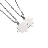 Titanium Steel Puzzle Couple Pendant Necklace DIY Jewelry Making