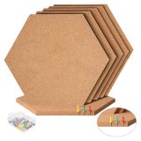 12 Pack Hexagon Cork Board 12" x 10.2"-1/2" Thick Wall Bulletin Boards Cork Tiles Self-Adhesive Corkboards with 100PCS push pins for Wall