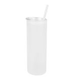 CALCA 25pcs 25oz Sublimation Blanks Frosted Glass Tumbler Skinny Straight Travel Bottle with ABS Lid and Glass Straw Jar Tumbler Cups Mugs