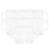 CALCA 24 Pack 16oz Clear Glass Sublimation Blanks Beer Steins Mug with White Patch, Thick Glass Beer Mug Blanks