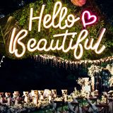 Светодиодная неоновая вывеска hello beautiful (CALCA; 12 В постоянного тока; размер- 16.7x10 дюймов)