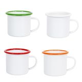 12oz Sublimation White Enamel Mug with Colorful Rim