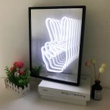 3D Magic Infinite rectangle  Mirror Multi-layer  victory gesture  Neon Mirror Sign