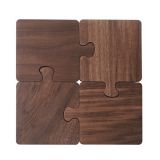 Wooden Puzzle Coaster Set Personalized Jigsaw Coaster Durable Beech Wood Coaster for Party Decoration Props, Birthday, Housewarming Gift, Set of 4