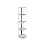 81.1in Portable Round Twist Display Counter with Shelves, Top Light with 16pcs Clear Magnetic Panels