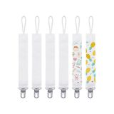 CALCA 6 Pack Neutral Sublimation Pacifier Holder Polyseter Ribbon Blank for Baby Fits for Most Pacifiers, Teethers & Toys
