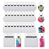 CALCA 10PC Sublimation Keychains Blank White PU Leather Blanks for Promotional Gift (Single Sided)