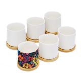 CALCA 8OZ Sublimation Flowerpot 6PCS Garden Plant Ceramic Blank Sublimation Flower Pot With Bamboo Tray Base