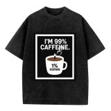 Vintage Wash T Shirts Funny Cotton Tee Shirt Short Sleeve Coffee T-Shirt for Men Women