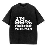 Vintage Wash T Shirts Funny Cotton Tee Shirt Short Sleeve Coffee T-Shirt for Men Women