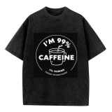 Vintage Wash T Shirts Funny Cotton Tee Shirt Short Sleeve Coffee T-Shirt for Men Women