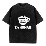 Vintage Wash T Shirts Funny Cotton Tee Shirt Short Sleeve Coffee T-Shirt for Men Women