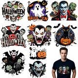 20pcs Iron on Transfers Halloween DTF Transfers Ready to Press Transfer Making Stickers Iron on Decals for T Shirts Hoodie Bags DIY Crafts