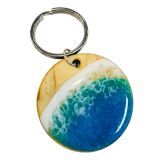 CALCA 10 Pcs Engraving Wooden Blank Keychains,Ocean-Inspired Circular Design with Keyring,Eco-Friendly HAND MADE Craft Supplies for DIY
