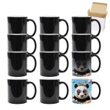 US Stock CALCA 36 Packs 11oz Sublimation Blank Full Color Changing Mugs Black High Glossy Sublimation Coffee Mugs, Magic Cups