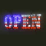 US Flag Design 30" x 10" LED Open Sign – Ultra-Bright Pixel Lamp for Storefront Window, Glass Door & Wall Display – Plug & Play, 50,000-Hour Life Remote Control
