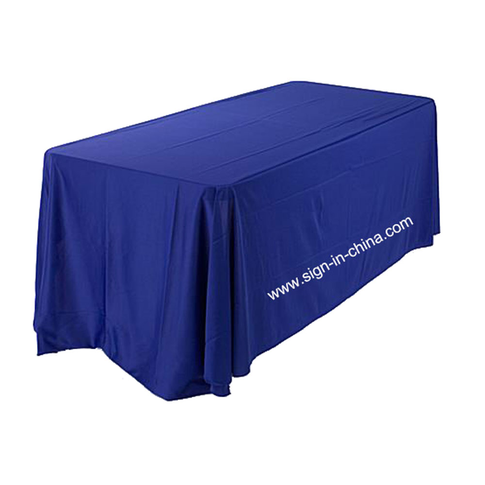 6ft(4) Full Length Sides Rectangular Table Throws with Custom Logo Imprint On Royal Blue
