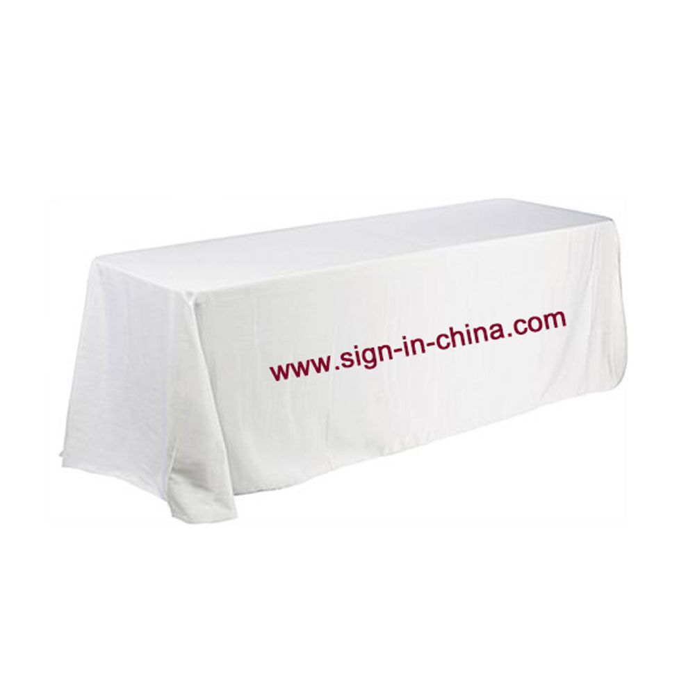 8ft(4) Full Length Sides Rectangular Table Throws with Custom Logo Imprint On White