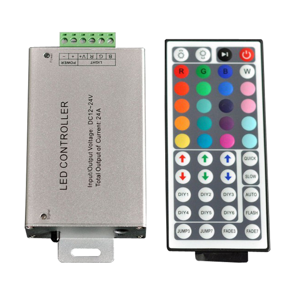 DC 12V 24A 288W RGB 44 Key IR Remote Controller LED SMD 5050 3528 Strip Light