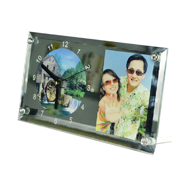 11.8"x 6.3" Rectangle Sublimation Blank Glass Photo Frame with Clock 