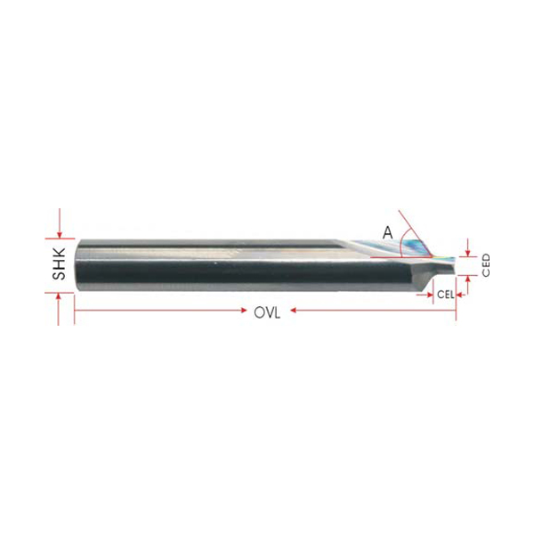 2 Straight Flutes Cutter with Angle for Mobile Phone Panel