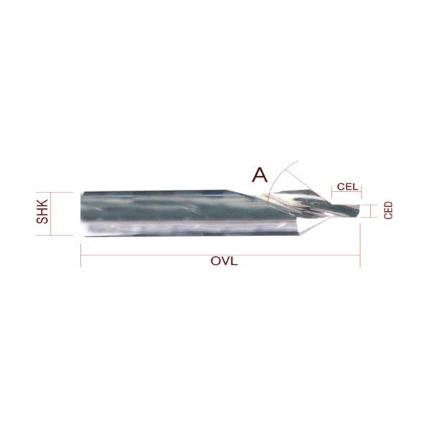1 Flute Spiral Cutter with Angle for Mobile Phone Panel