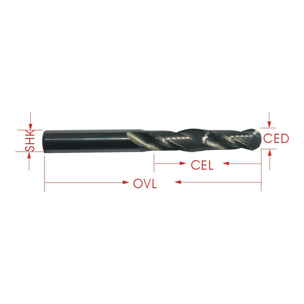 2 Large Flutes Spiral Ball Bits