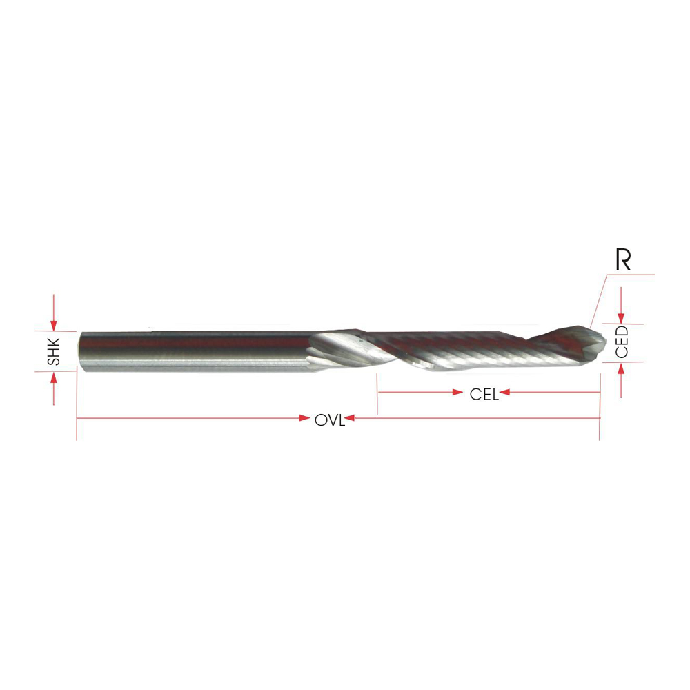 1 Flutes Spiral Ball Bits