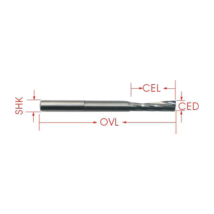 Solid Carbide 1 Flute Long Spiral CNC Cutting Bits