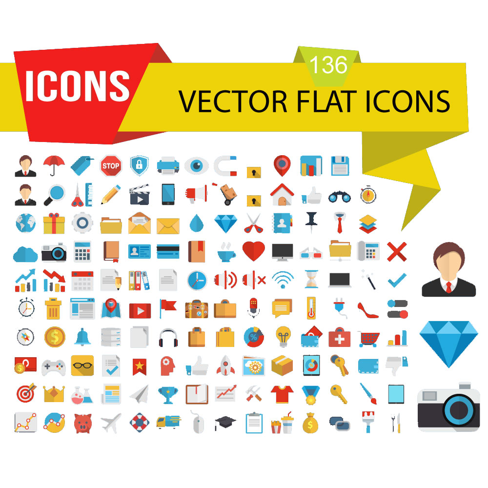 Office Vector Flat Icon Set (Free Download Illustrations)