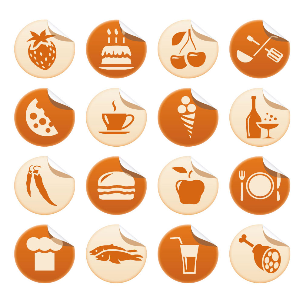 Big Coffee and Cake Vector Flat Icon Set (Free Download Illustrations)