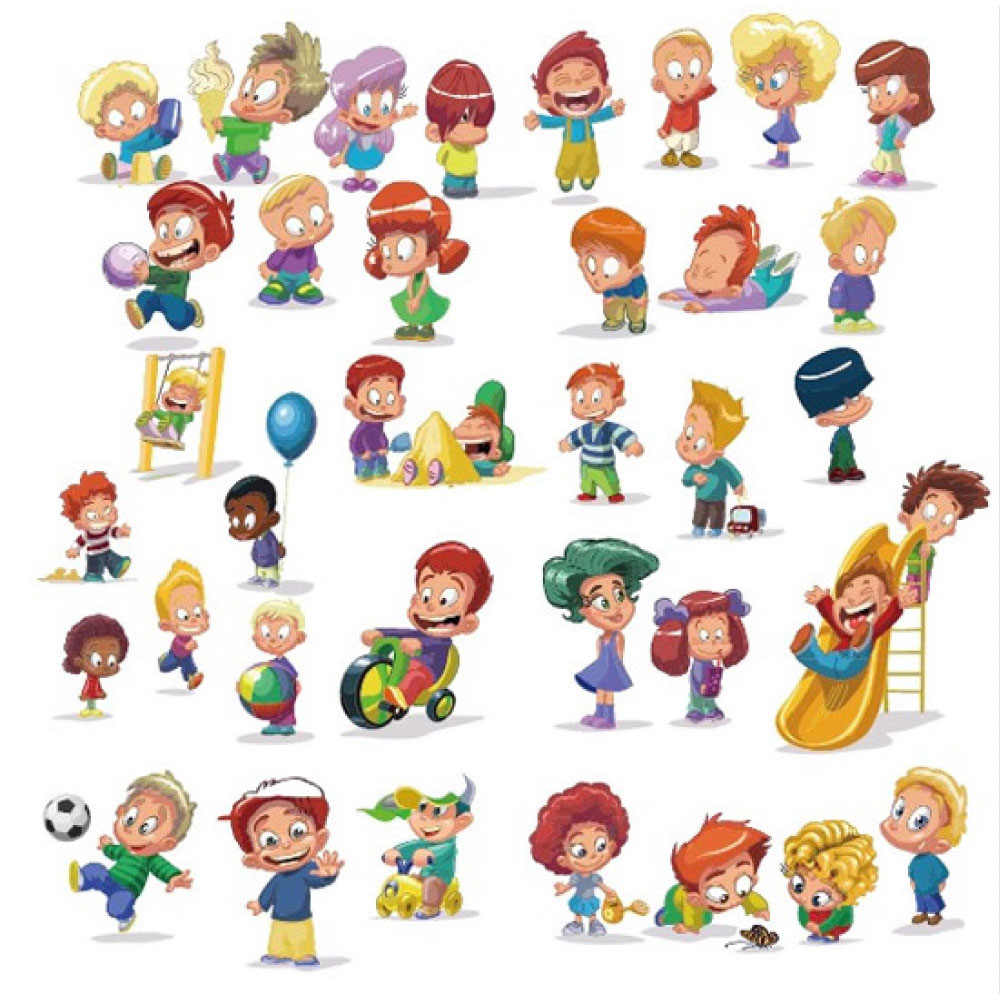 Children Play Games on White Background Vector Stock Illustrations (Free Download Illustrations)
