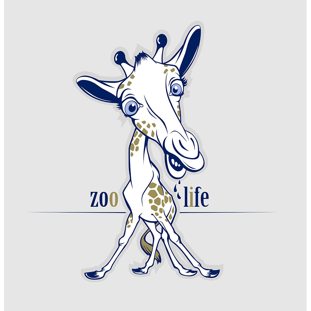 Cute Giraffe With Smile Vector Flat Icon Set (Free Download Illustrations)