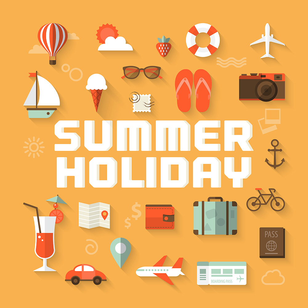 Summer Holiday Flat Vector Poster (Free Download Illustrations)