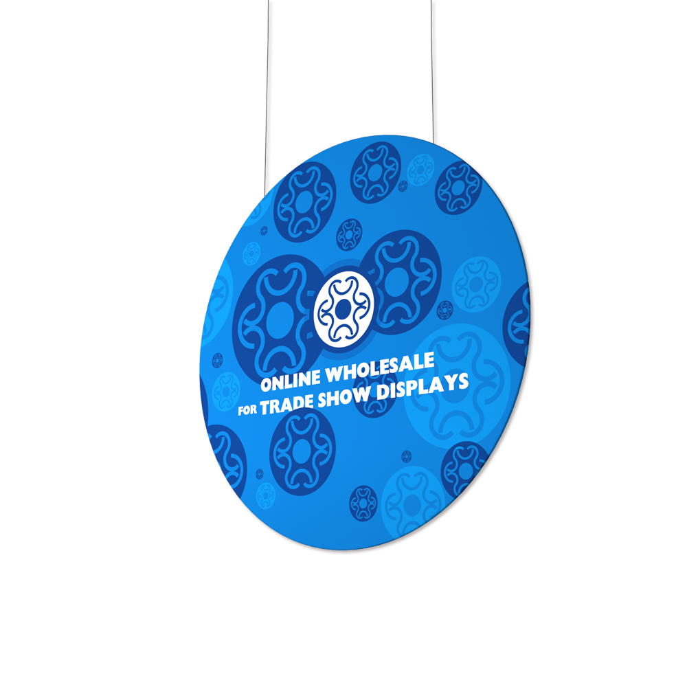 Vertical Flat Disc Shape Hanging Banner with Graphic