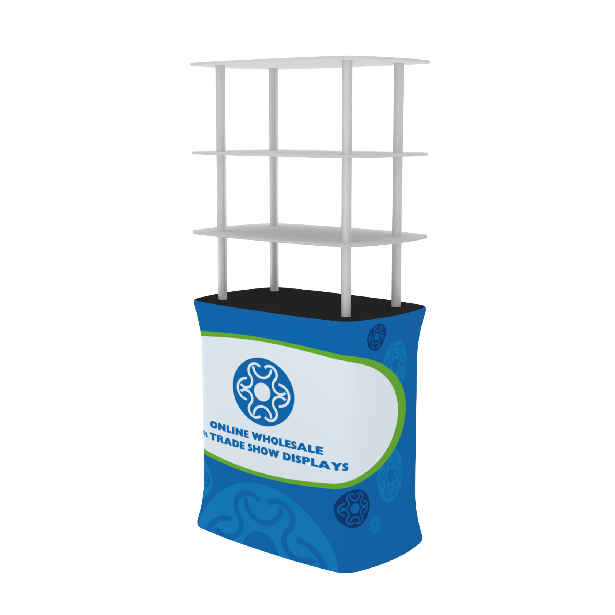 Square Shelf Tension Fabric Racks for Trade Show Display with Custom Graphic