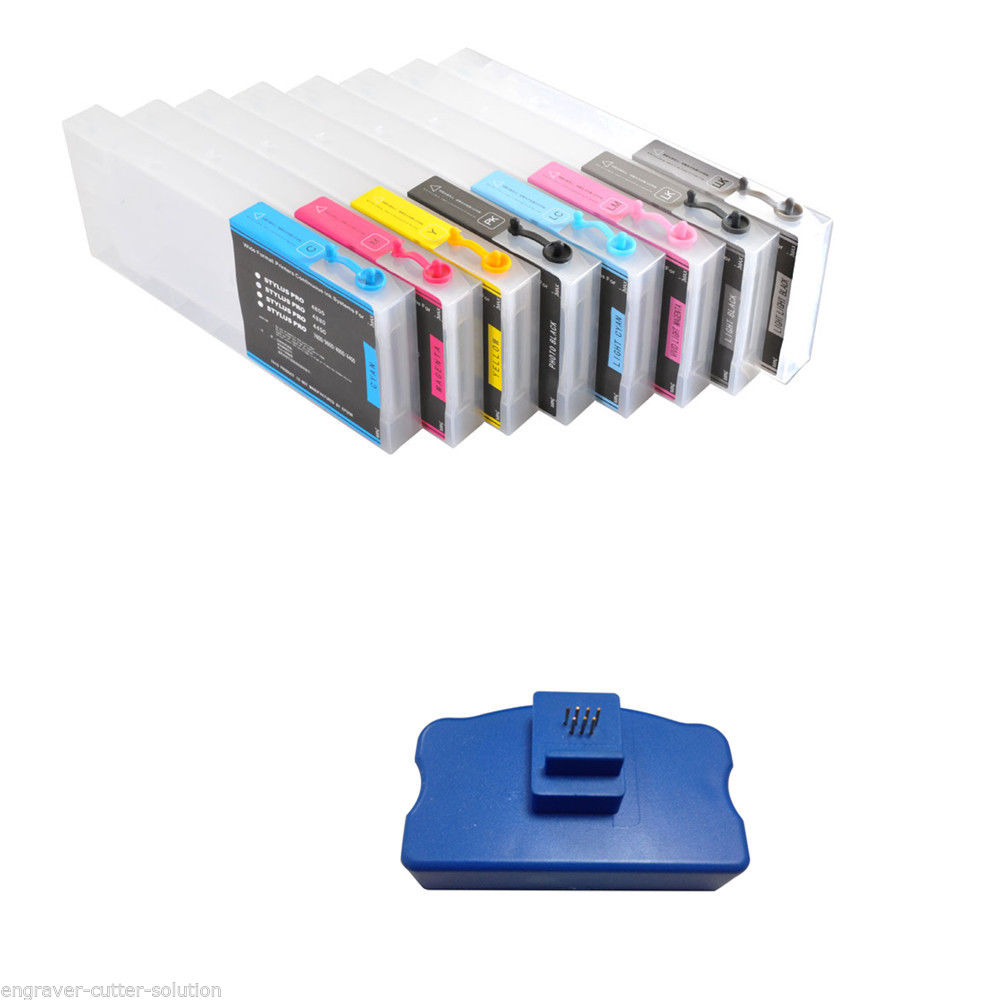 Epson Stylus Pro 4000 Refilling Ink Cartridge --8pcs/set + OEM Chip Resetter