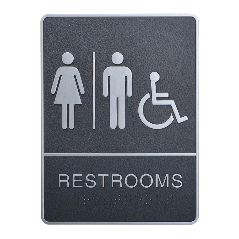 Male / Female / Disabled, Toilet, Restroom Signs With Braille, ABS New Material