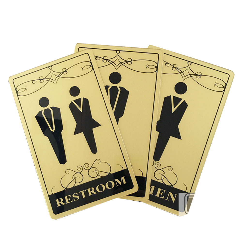 Male, Female, Male & Female, Toilet, Restroom Signs, Golden