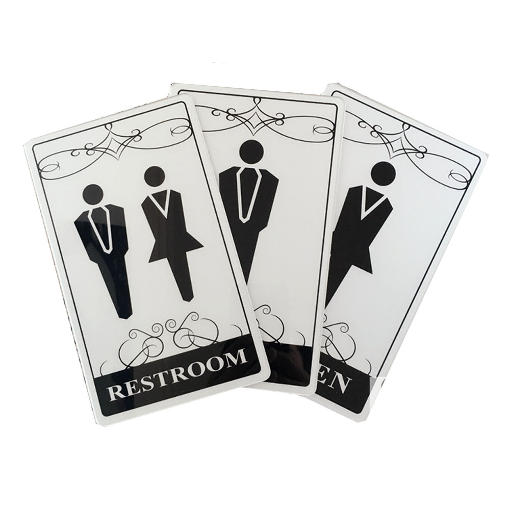 Male, Female, Male & Female, Toilet, Restroom Signs, Silver