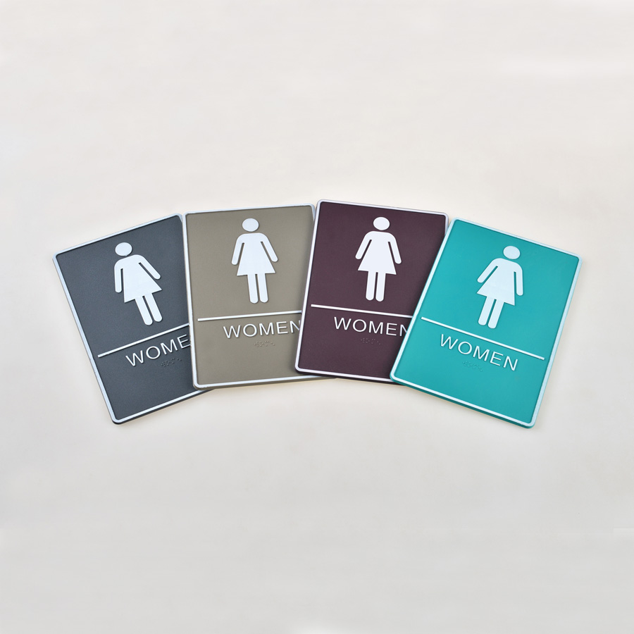 Female, Toilet, Restroom Signs With Braille, ABS New Material