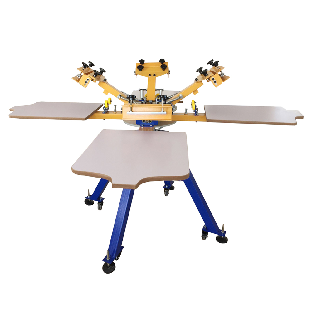 4 Color 4 Station Screen Printing Press Four Machine Equipment 4x4 Shocked Floor