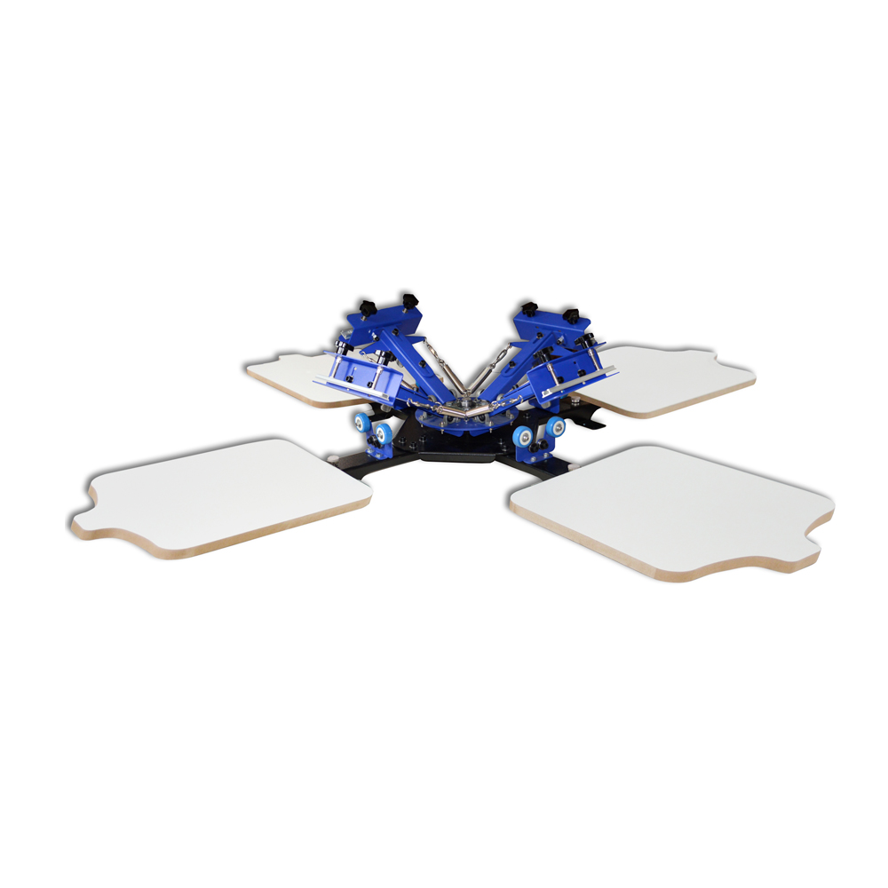 Desktop 4 Color 4 Station Single Wheel Overprinting Screen Printing Machine Silk Screening Pressing DIY