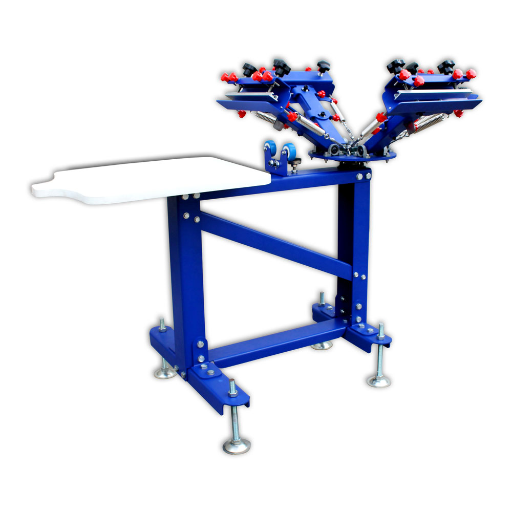 Micro-adjust 4 Color 1 Station Screen Printing Printer Rotary Frame & Metal Stand