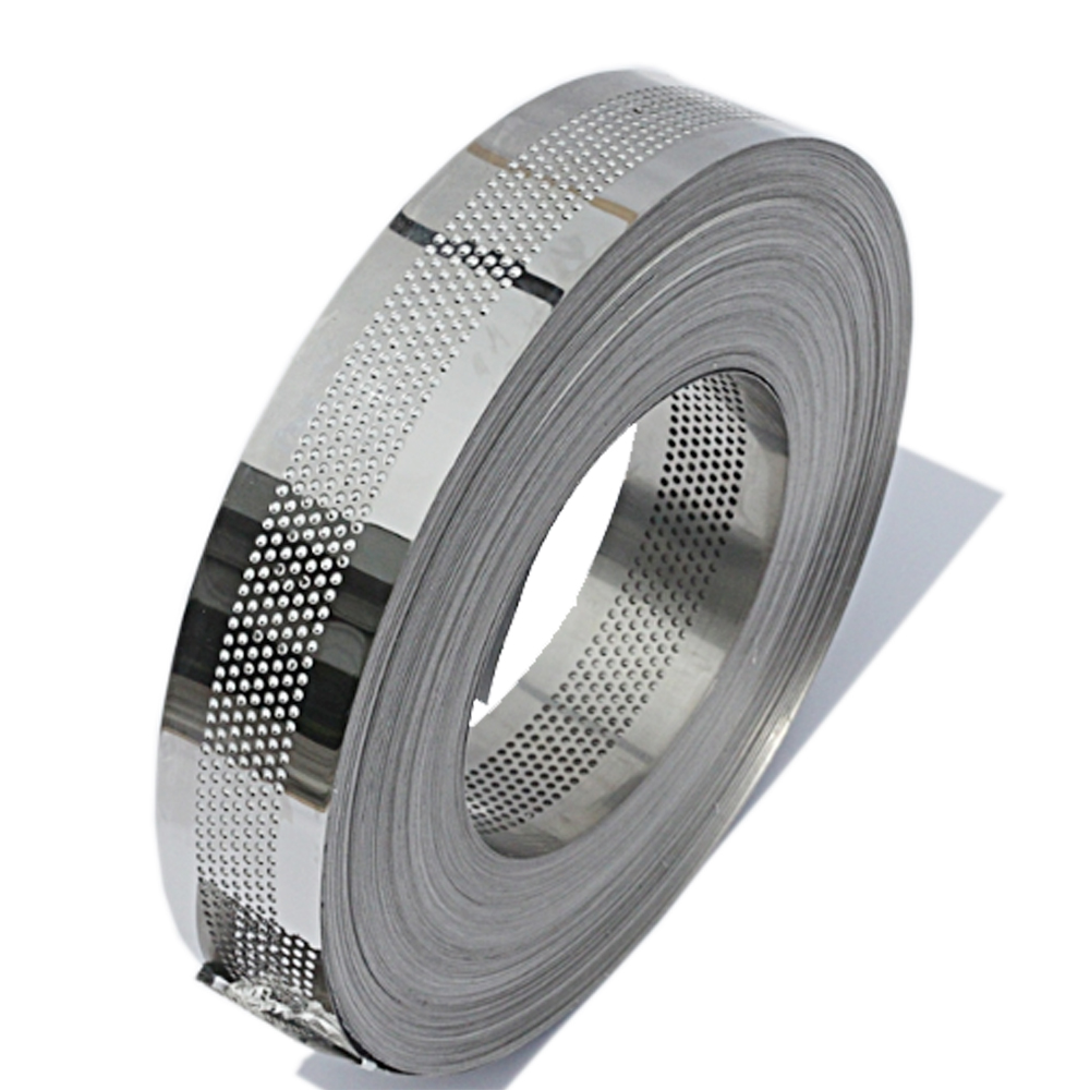 80mm (3.15") x 100m(328ft) Flat Stainless Steel Coil with Punched Hole for Channel Letter Sign Fabrication Making, 201 model