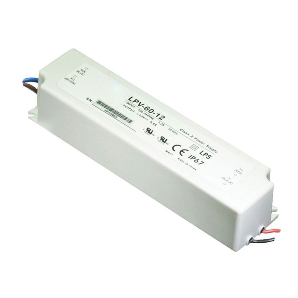 US Stock 60W 12V5A IP67 LED Meanwell Plastic Waterproof Power Supply 